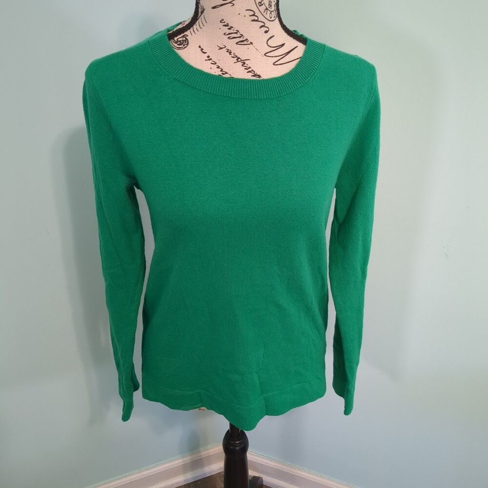 J crew Sweater Womens small Green Teddie Merino Wool Blend Pullover Long Sleeve